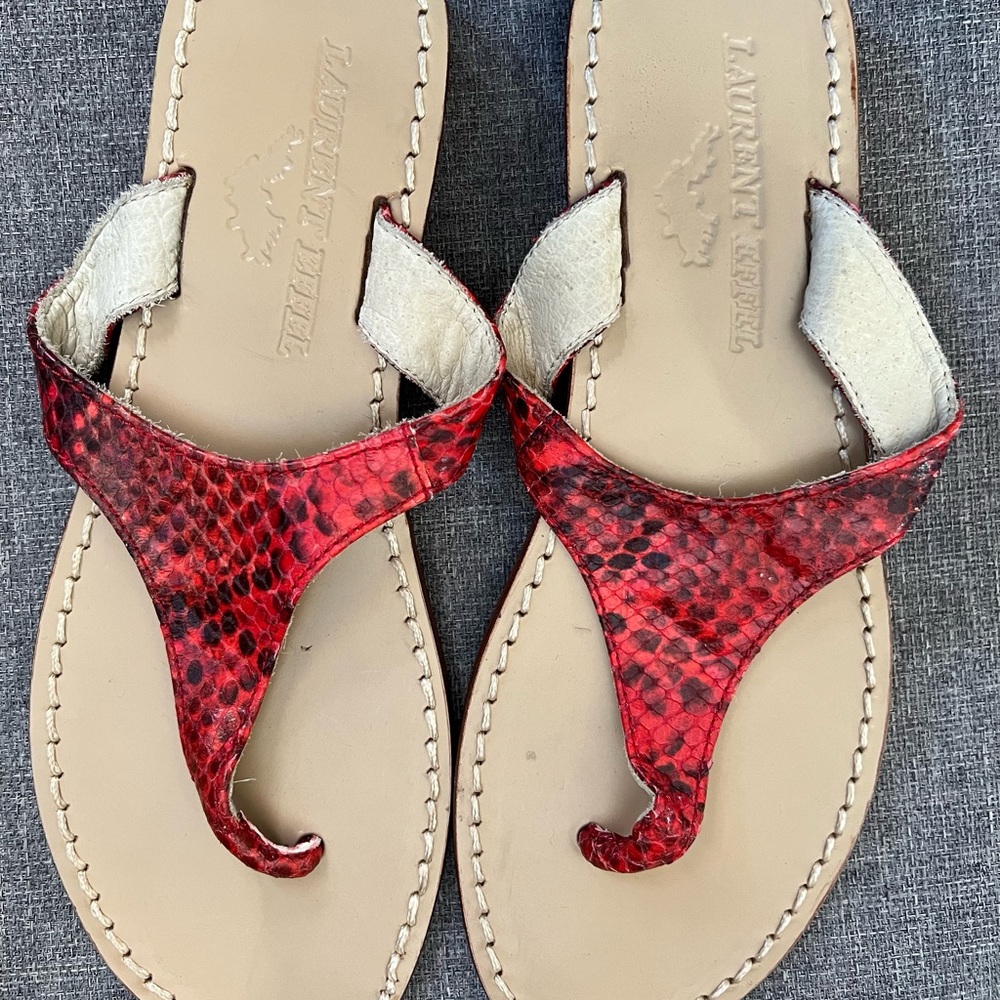 Laurent Effel St.Barths red snakeskin sandals
